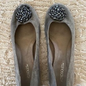 Aerosole Blue Suede Flats with Sparkly beads